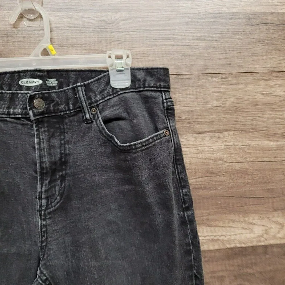 Old Navy Men's 33X32 90's Straight Built-In Flex‎ Tough Jeans Black Charcoal